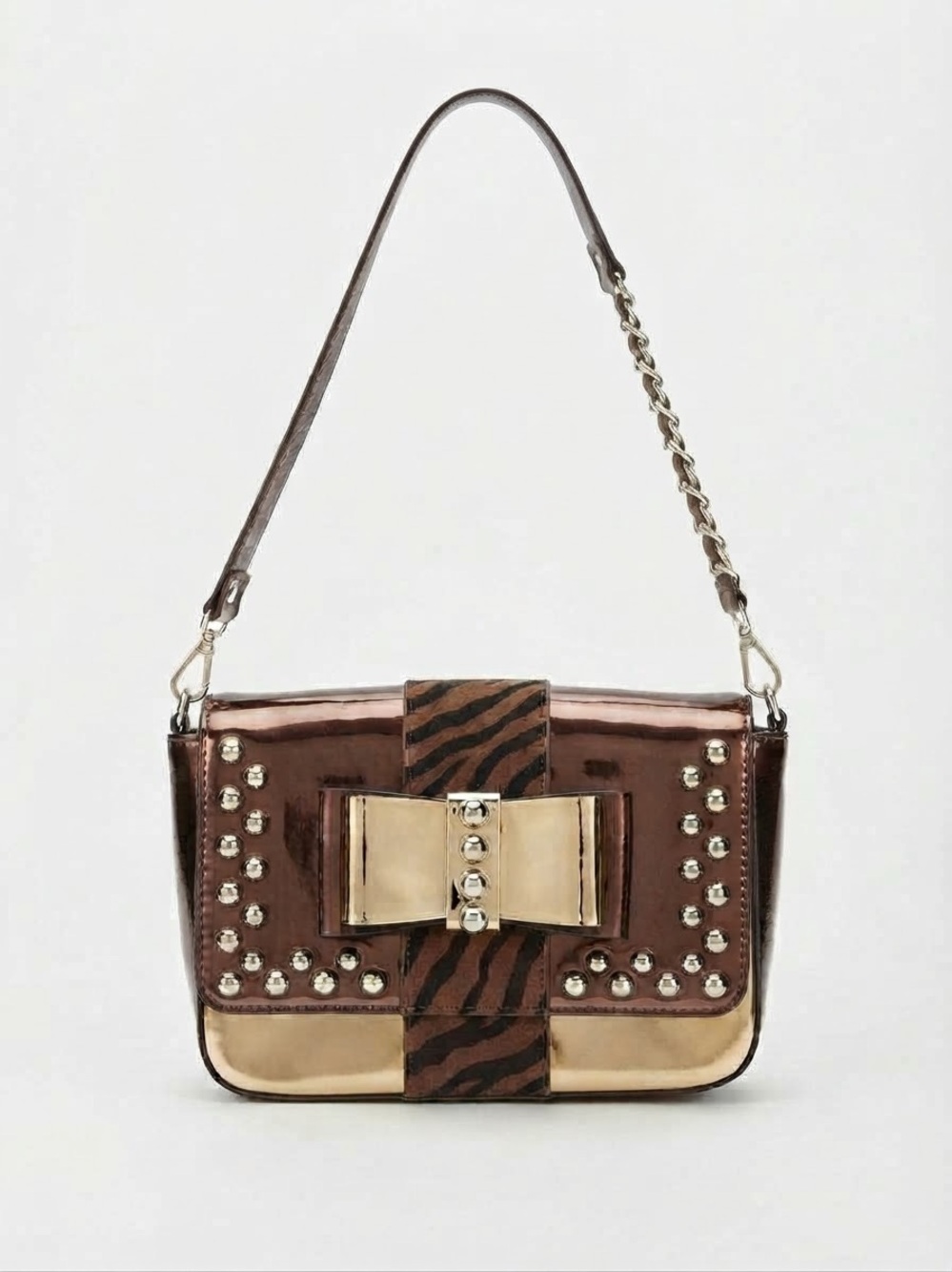 Sharif Metallic Bronze & Gold Hair-Calf Zebra Bag